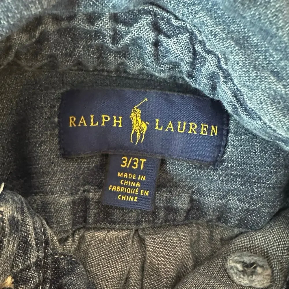 Ralph Lauren Kids Toddler Long Sleeve Button Down Denim Sport Shirt Size 3T
